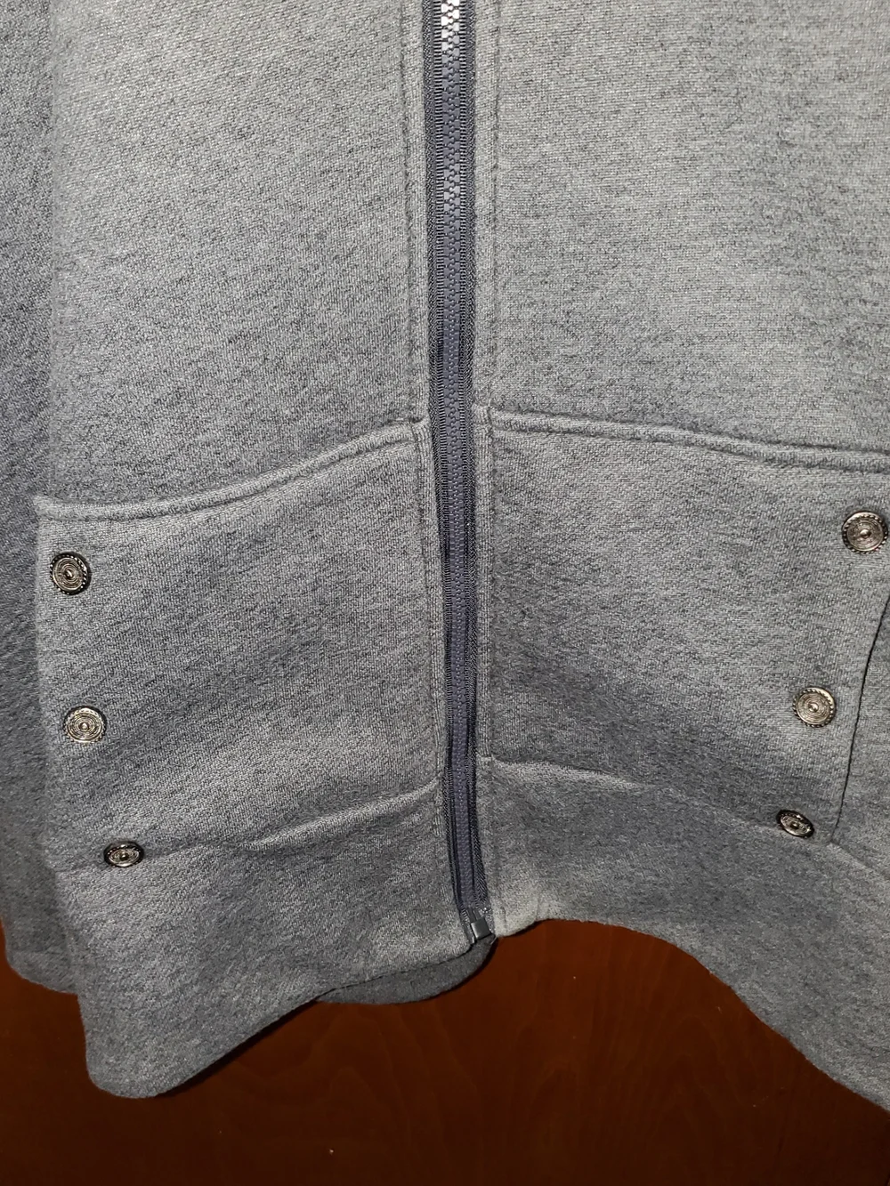 Womens Gray Zip-up Hooded Jacket With Animal Print Lining.
